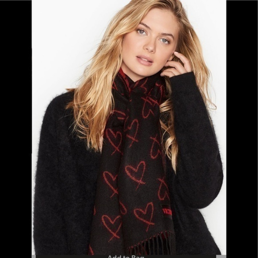 Victoria Secret Hearted Woven Reversibl Scarf Wrap